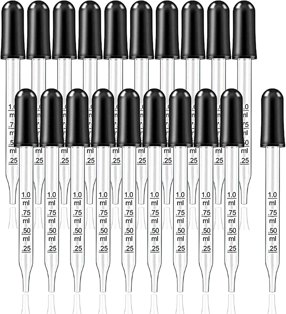 20pcs 1ml Glass Dropper,Essential Oil Dropper Pipette, Straight