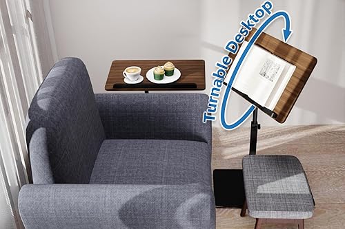 Miniatura 3 de Mesa auxiliar en forma de C, 20 pulgadas de ancho x 14 pulgadas de largo, altura ajustable de 17 a 31 pulgadas, escritorio giratorio y giratorio,