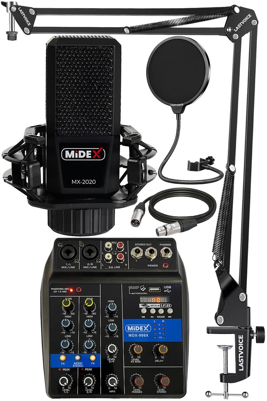 Midex MX-2020 Solo Mix Condenser Mikrofon ve Kayıt Mixer Seti