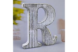 8 Inch, Unfinished, Rustic Wooden Letter R for Wall Décor