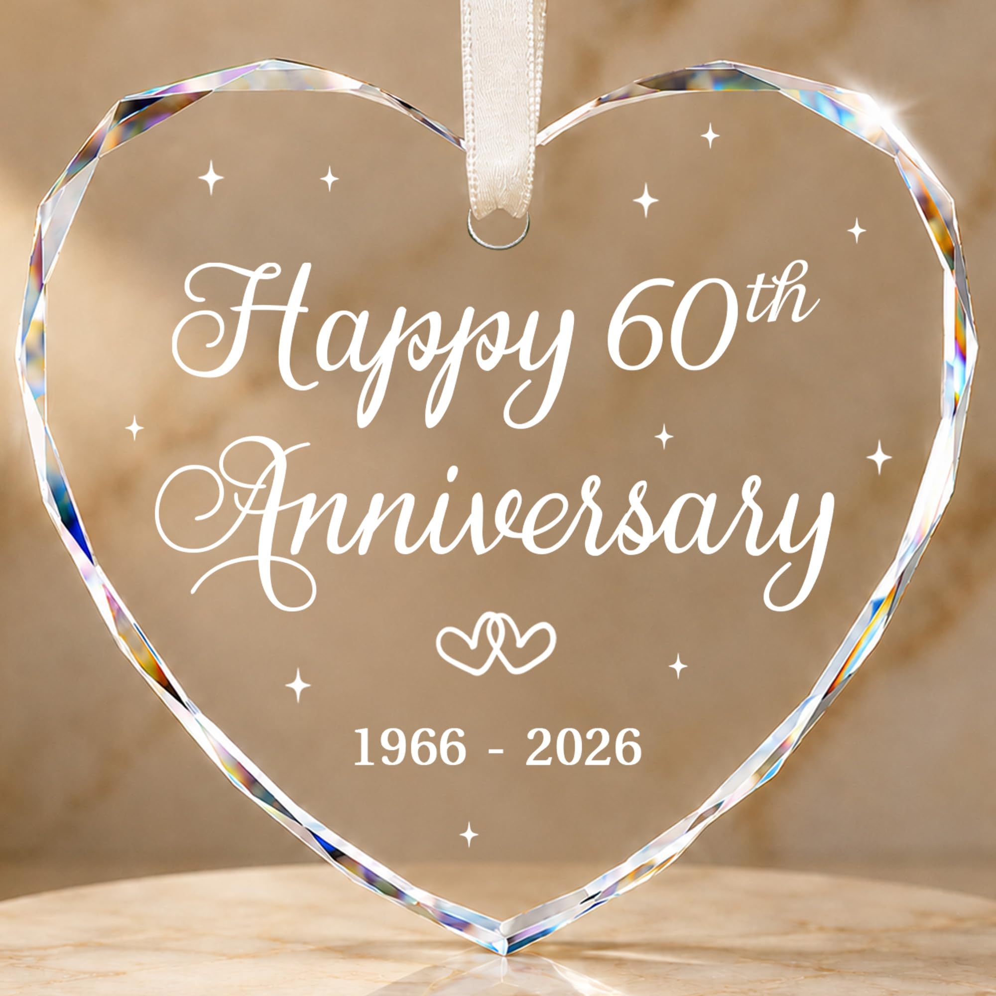 BSQUIELE 60th Anniversary Ornament - Gift for 60th Anniversary - Diamond Anniversary - 60th Wedding Ornament - 60 Year of Marriage Gifts for Couple 2026 - Valentine Gift for Husband, Wife