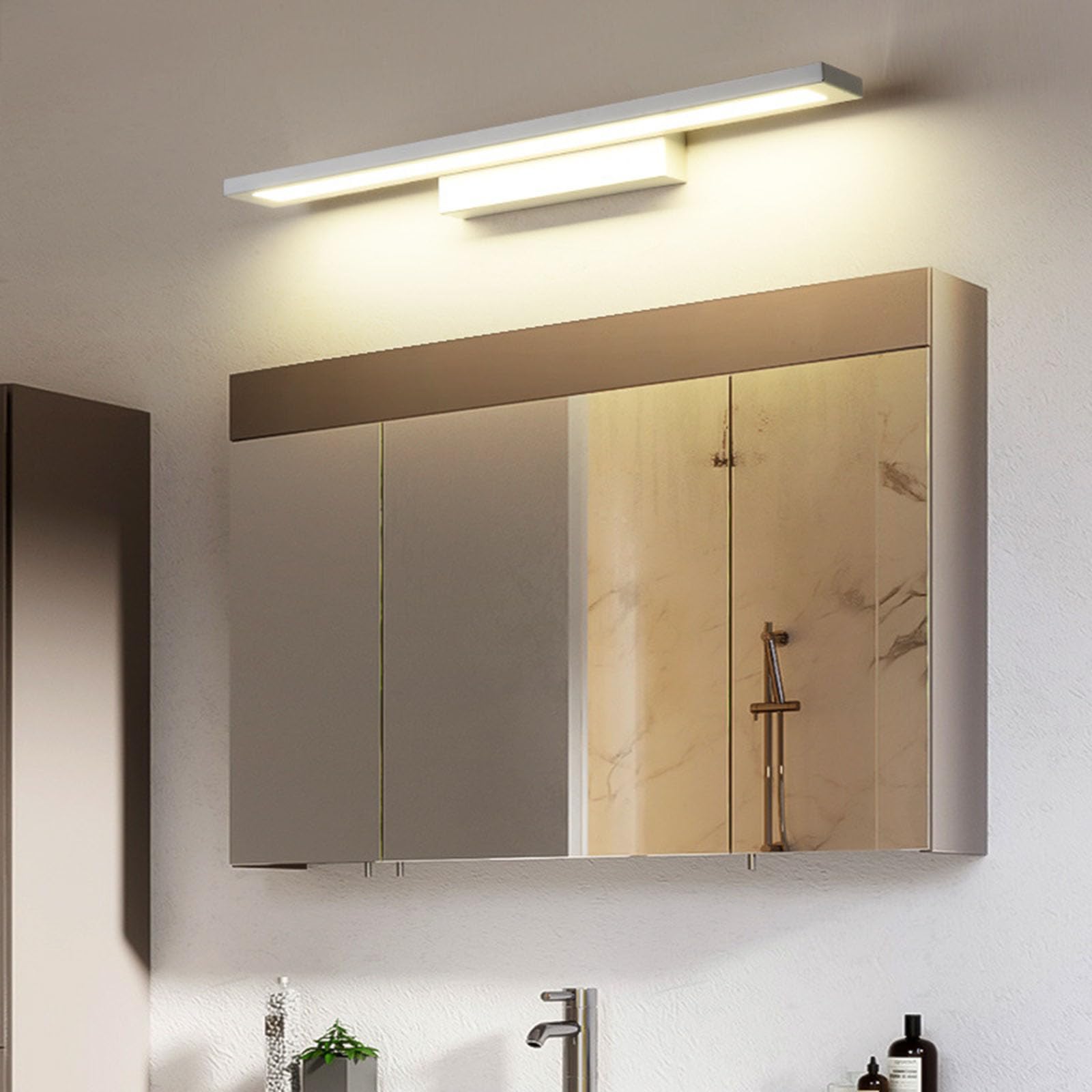 Aplique espejo baño IP4als impermeable con estructura de aluminio plateado 40cm 8