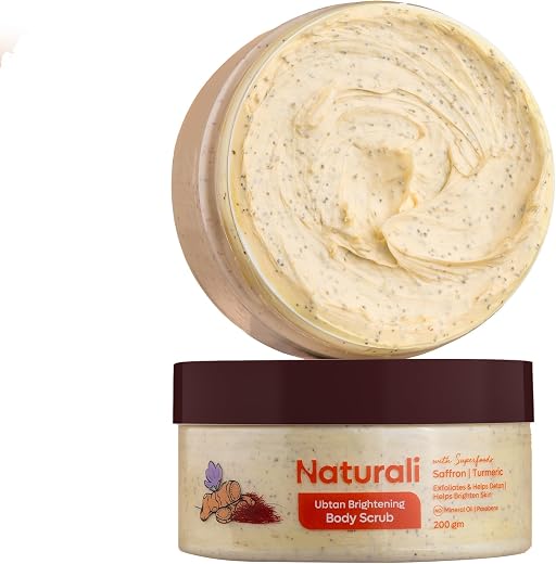 Naturali Ubtan Brightening Body Scrub | With Superfoods Saffron & Turmeric | Exfoliates | Removes Tan | Boosts Skin Glow |...