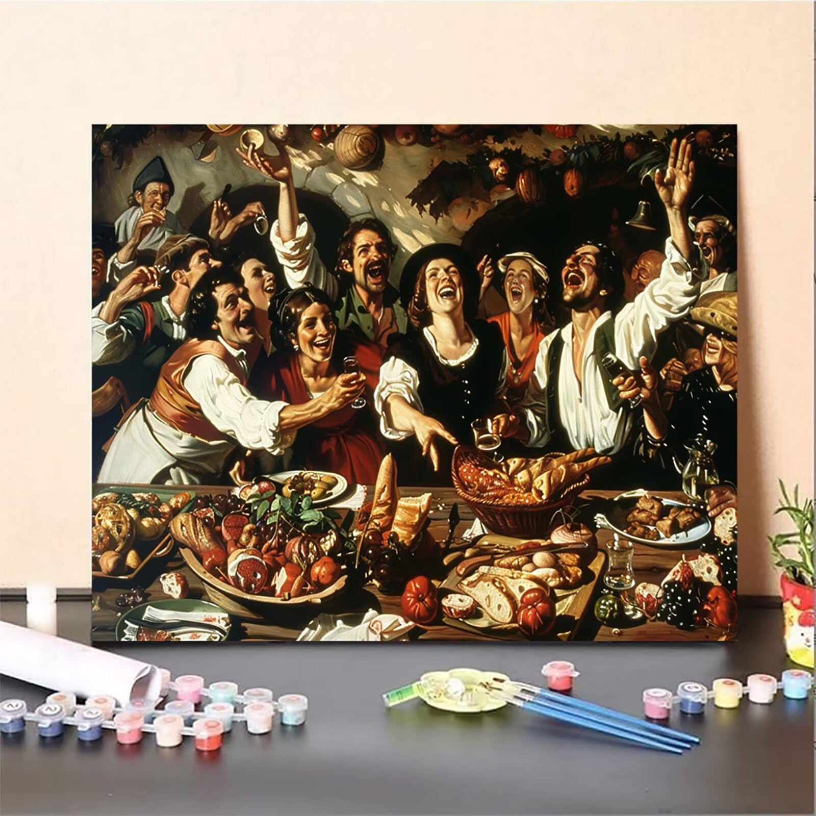 Essen zestaw do malowania według liczb, dla dorosłych, dla początkujących, retro, zestaw do majsterkowania dla dorosłych, z pędzlami i farbą akrylową, zestaw do malowania według numerów, dekoracja