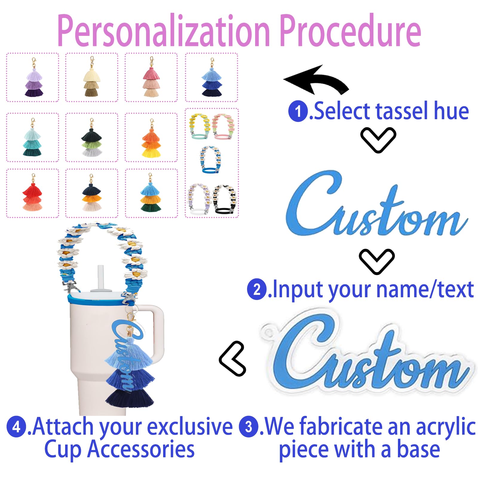 Custom Name Letter Cup Holder with Strap - Personalized Cup Carrier Silicone Water Bottle with Strap for 16-40oz Bottles