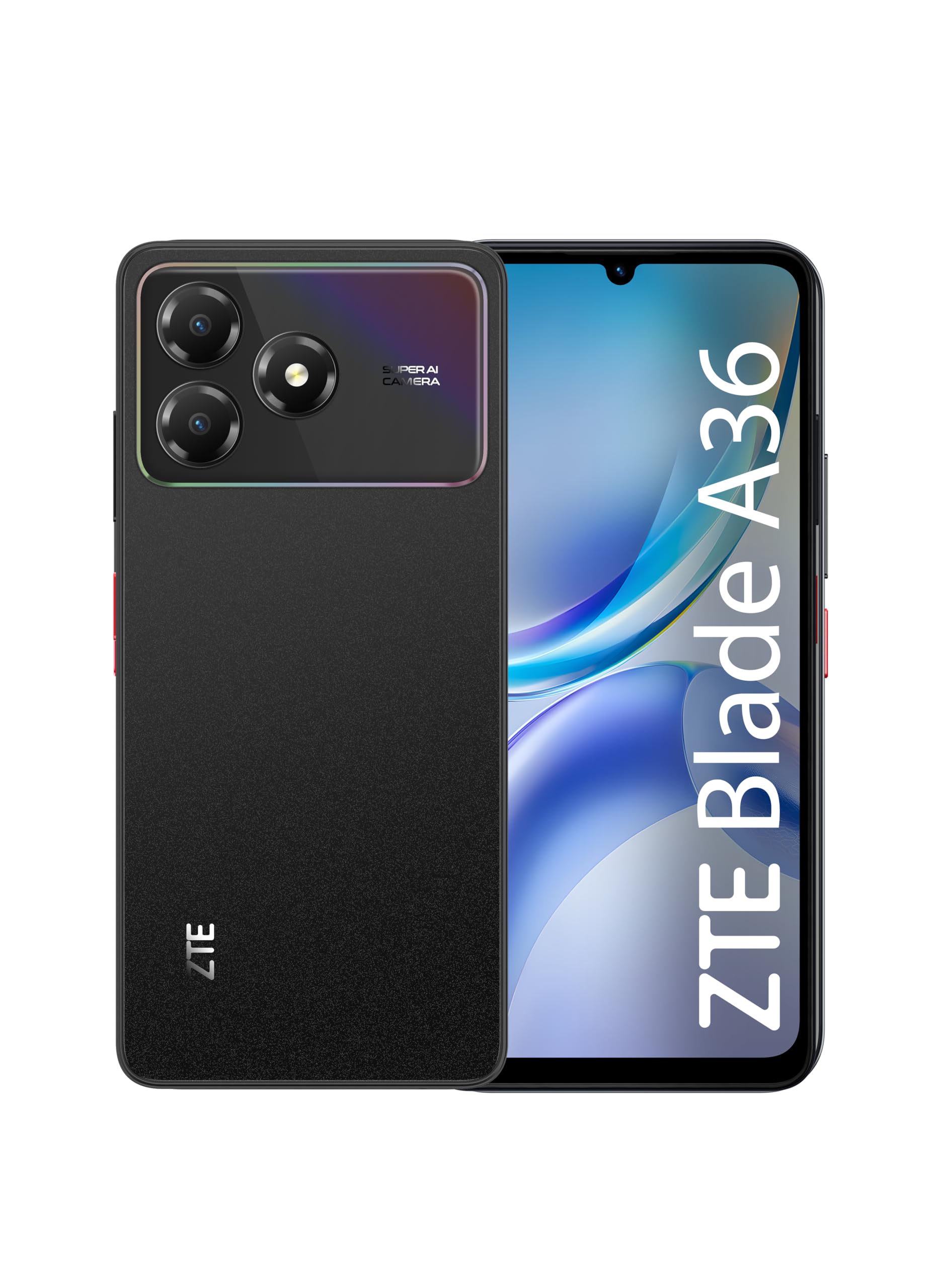 ZTE Blade A36 Smartphone 4G, Memoria 128GB, RAM 12GB (4GB+​8GB memory fusion), Batteria 5000mAh, Fotocamera 8Mpx con AI, Android 15, Nebula Black