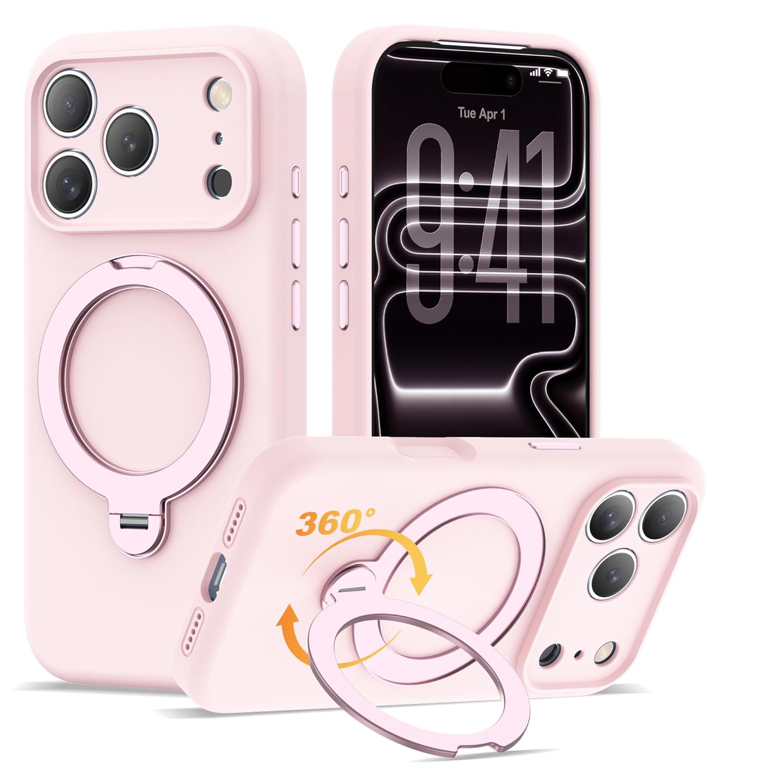 Compatible with iPhone 17 Pro Case 6 3 with 360 Spin Magnetic Ring Stand Compatible with Mag-Safe Soft