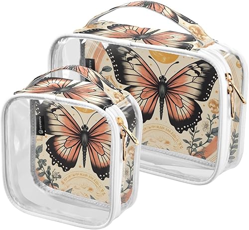 Miniatura 2 de Y2k Butterfly Vintage Clear Toiletry Bag for Traveling,2 Pack Makeup Cosmetic Bag with Zipper,Travel Bag for Toiletries,Travel Essentials 21214765
