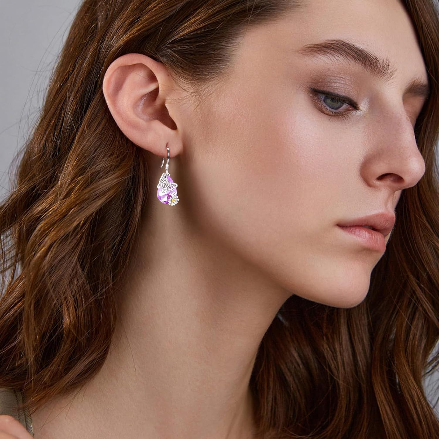 Starfish/Lotus/Butterfly/Bee Dangle Earrings Sterling Silver Teardrop Crystal Animal Plant Hook Earrings for Women - Image 3