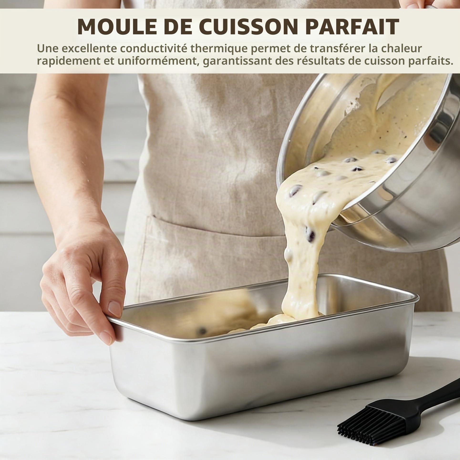 2 PCS Moules à Pain Rectangulaires en Acier Inoxydable, Grand Moule a Cake INOX 33x15x6,5 cm, Moules à Gâteaux Pâtisserie en Acier Inoxydable pour Pain,Toast, Gâteau, Lasagnes
