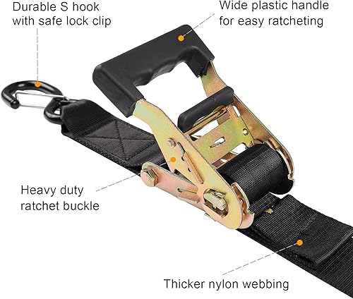 Miniatura 3 de Ayaport Correas de amarre para barco para remolque de barco, moto acuática, kayak, canoa, 4 pies, 1.6 pulgadas, 5000 libras, resistencia a la