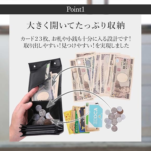 Amazon.co.jp: [Legare] レガーレ 二つ折り財布 財布 メンズ 