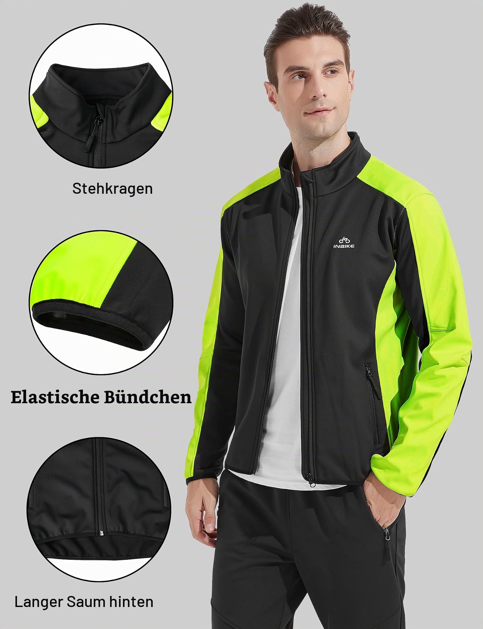 INBIKE Jacke Herren Fahrrad Laufen Winter Winnddichte Warme Softselljacke Jacke/Hose Lange Fahrradhose Fleece