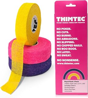 THIMTEC - The Original Thimble Tape for Hand Sewing - Fully Adjustable Nail & Finger Protector - A Smarter Alternative to Classic Knitting Thimbles - Royal Flush, 3-Pack