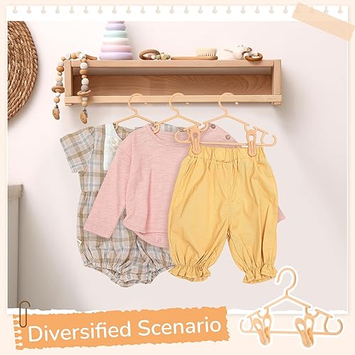 Miniatura 19 de Hsei Baby Hangers with Clips, Plastic Kids Pants Hangers for Nursery Closet, Top and Bottom Clothes Hanger Set for Newborn Child Infant Toddler Boys