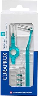 Curaprox CPS 06 Prime Start Interdentalbürstenset/Starterset mit 5 Bürsten | 2 verschiedene Halter/Türkis | 0,6 mm Durchmesser | 2,2 mm Wirksamkeit/Hergestellt in der Schweiz