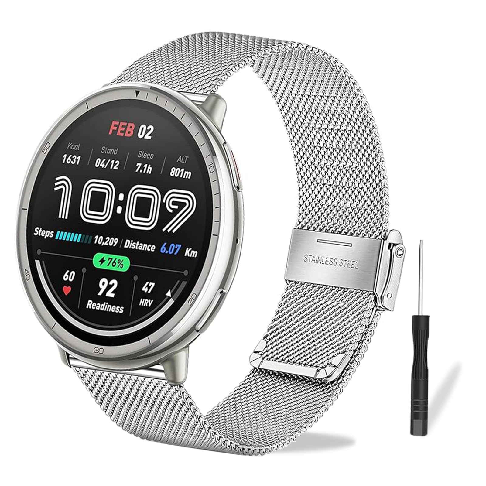 Metal Correa Compatible con Amazfit Active 3 Premium/Active 2/2 Square/Active/GTS 4/GTS 3/GTS 2/GTS, 20mm Ajustable Acero Inoxidable Pulseras de Requesto para Hombre y Mujer.