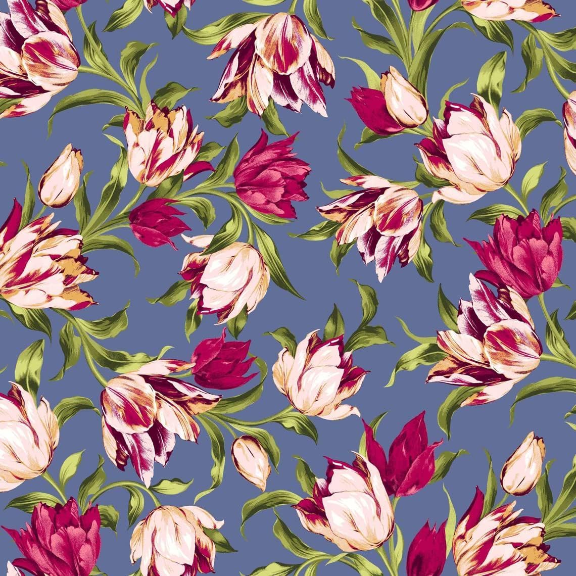 Stylish FABRIC Rayon Jersey Knit 4 Way Stretch Print Large Flowers Watercolor Pattern Maternity, Apparel, DIY Fabric, Denim Tea Berry 1 Yard