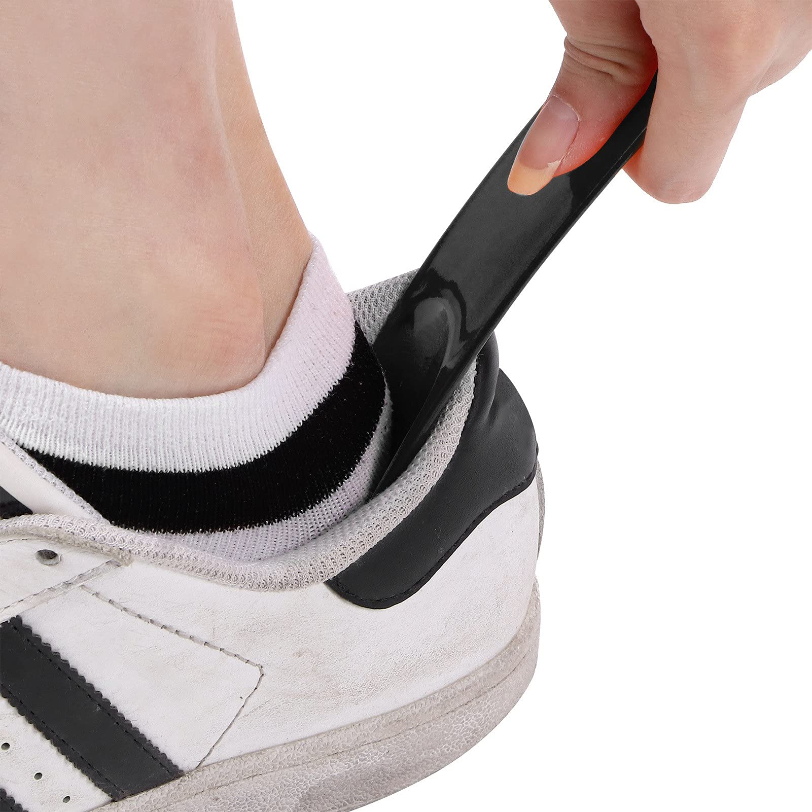 Chausse-Pied Long Métallique 42cm Lrocotanc - Grand Chausse Pied Ergonomique Avec Trou De Suspension Pour Adultes, Seniors Et Femmes Enceintes (Argent)