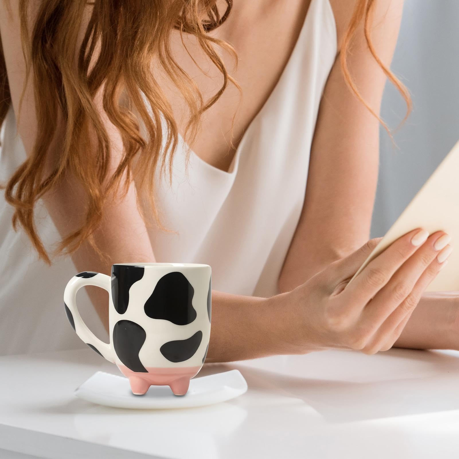 Tazza In Ceramica Con Stampa Mucca - 430 Ml, Design Carino, Regalo Originale Per Amanti Degli Animali