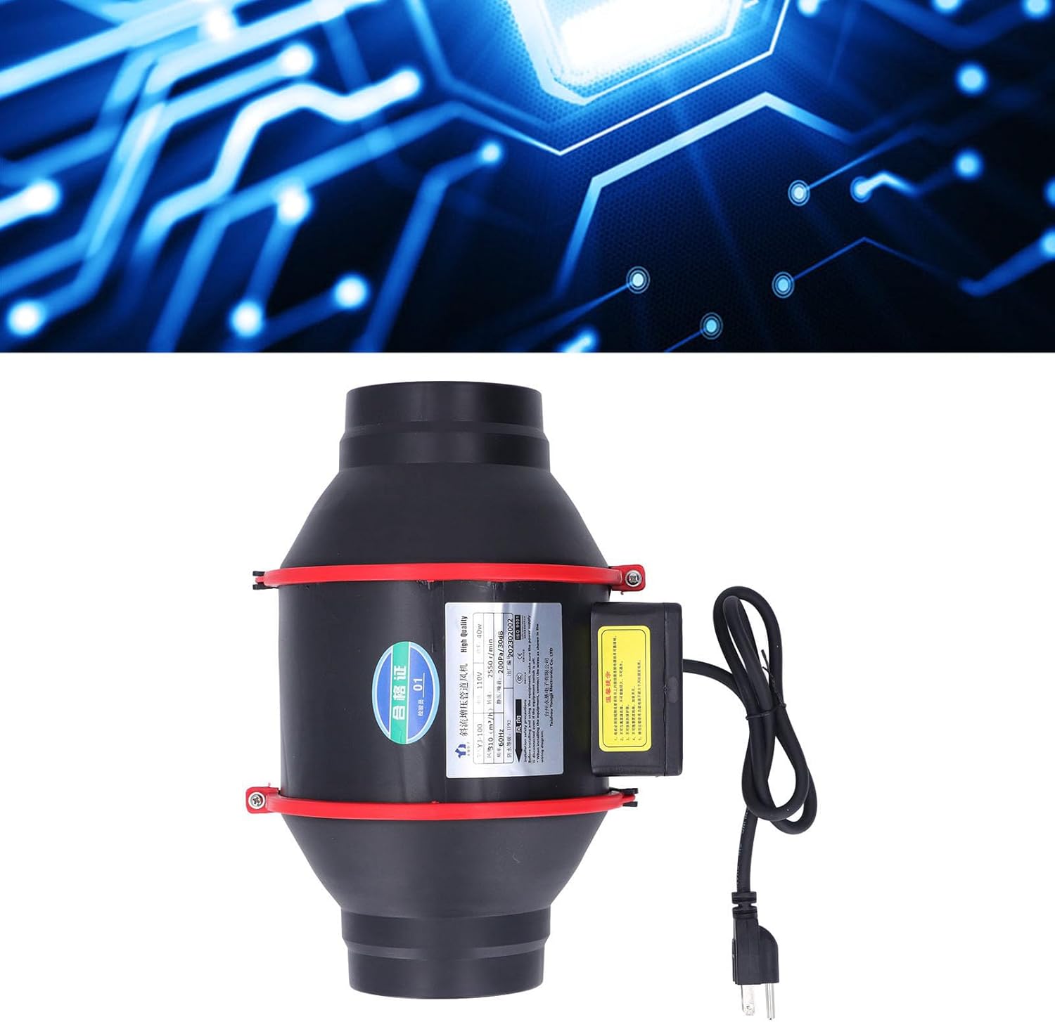 YJ 100 4 Inch Duct Fan, PP Pipe Ventilation Fan, 40W 2550RPM Quiet Pipe Ventilation Blower Fan, Weather Resist Duct Pipe Fan for Duct Vent Bathroom