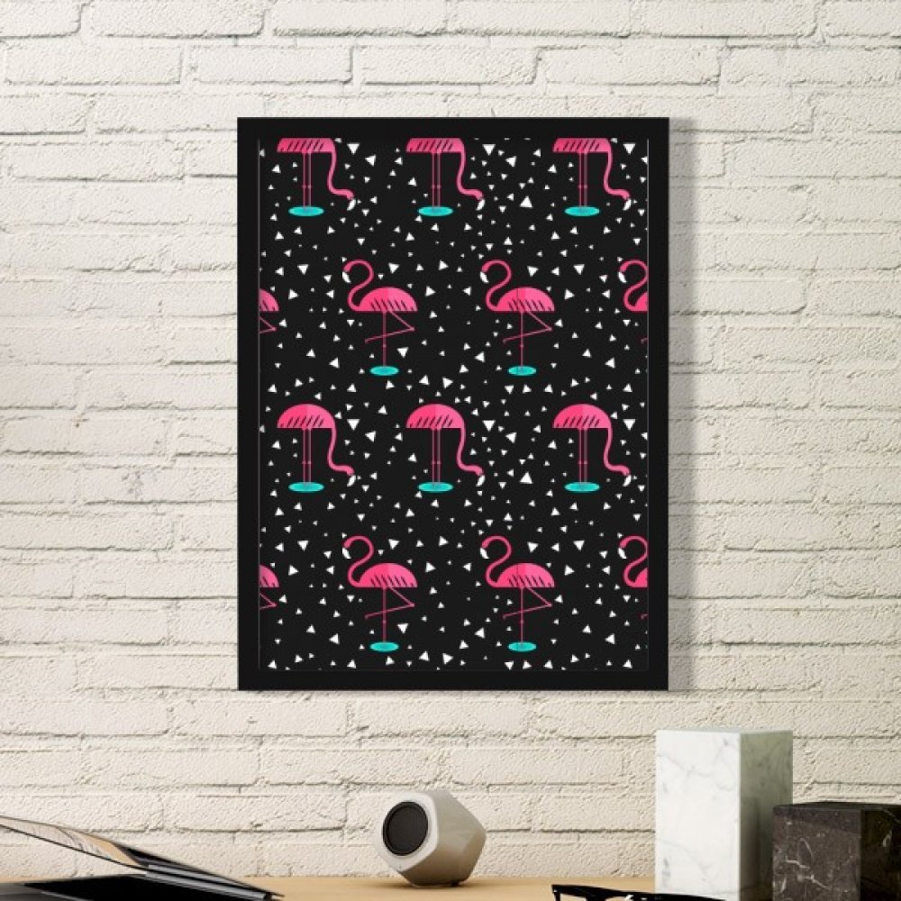 Cadre photo flamant rose noir en bois rectangulaire petit format