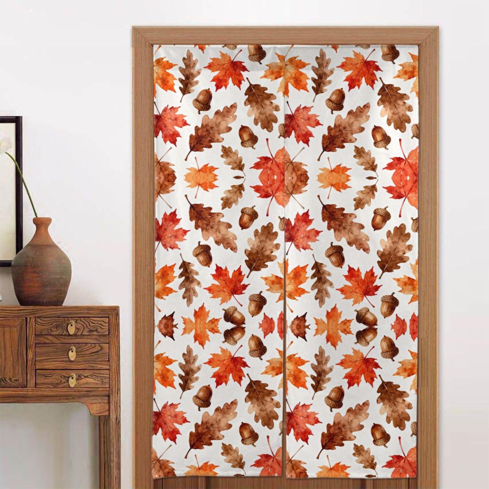 CNTDBU Maple Acorn Fall Door Curtain 34x56 Inch-Room Divider Panel for Privacy, Entryway Screen for Kitchen Bedroom
