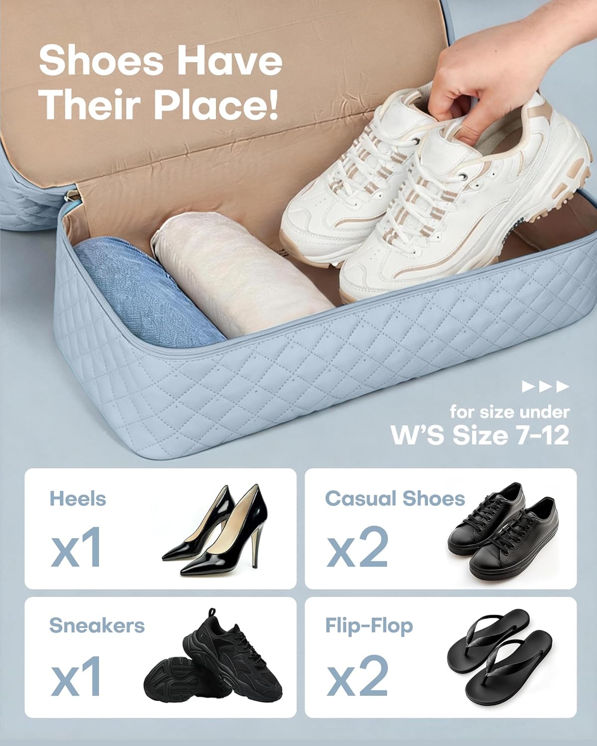 HOTOR Travel Duffel Bag - Weekender Bags for Women, Gym Tote Bags with Shoe Compartment, Carry On Overnight Bag with Toiletry Bag for Travel Essentials and Travel Accessories, Blue, 15.8"×18.1"×8.7" - Image 5