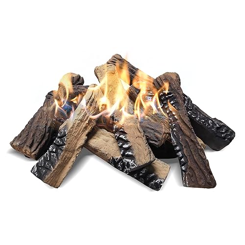 Skypatio 10-Piece Gas Fireplace Logs Set, Heat Resistant Realistic Ceramic