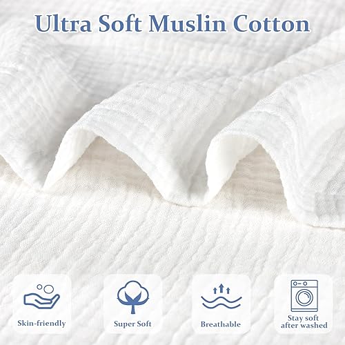 Miniatura 2 de Funda de muselina para tumbona de bebé, funda suave de algodón orgánico para recién nacidos, para bebés niños y niñas (blanco)
