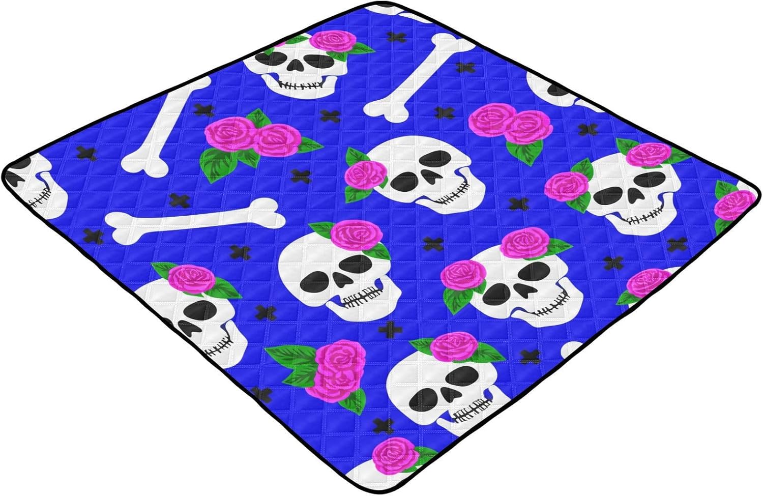 Graffiti Skull and Flowers Baby Play Mat, 50“ X 50” Washable Folding Crawling Mat, Baby Floor Mat, Soft, Non-Slip