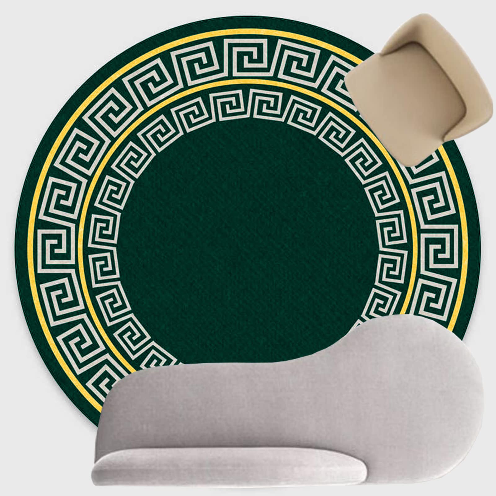 Tapis rond vert 180 cm facile à nettoyer pour chambre et salon
