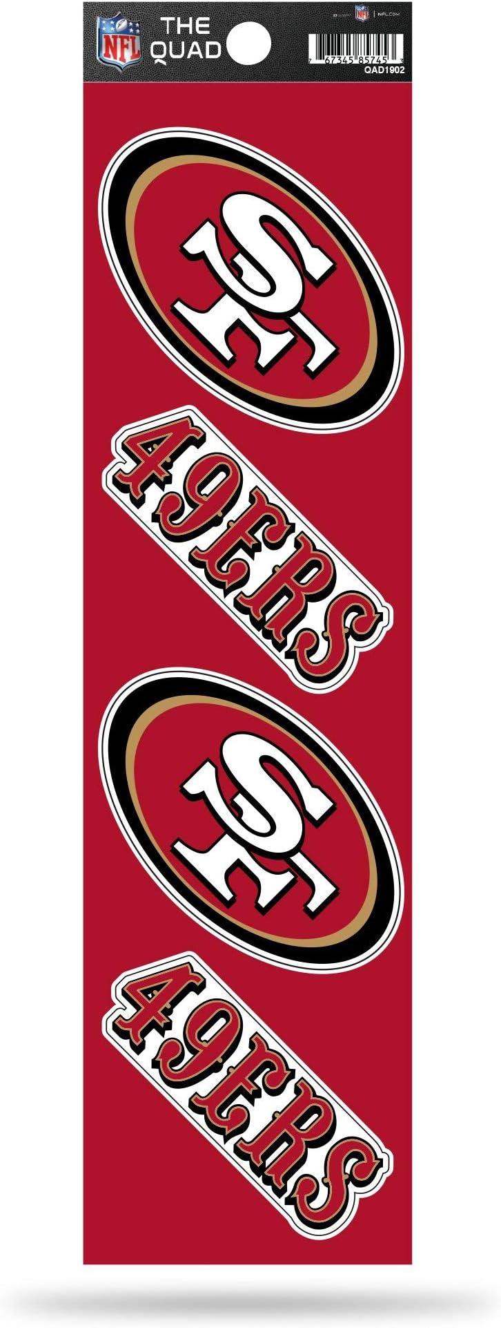 NFL Football Quad Decal 3" x 12" Quad Decal - (4) Decals