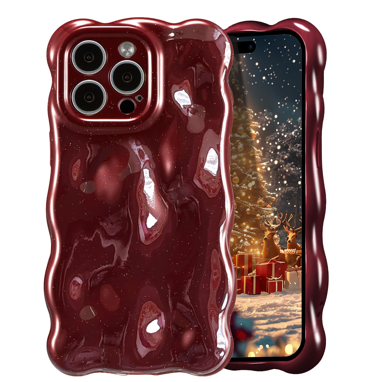 UEEBAI Case For IPhone 17 Pro Max, Cute Solid Color Curly Wave Shape Shockproof Soft TPU Bumper Phone Cover, Candy Water Ripple 3D Silicone Slim Pretty Case Non-yellowing Cover-Silver - View #11