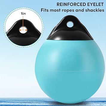 Boat Mooring Buoy 10/12/15 inch,Round Boat Fender Ball Boat Buoy Ball,Inflatable Boat Fender Dock Bumper Ball Anchor Buoy Suitable for Yachts Marinas Sailboats Ski Boats