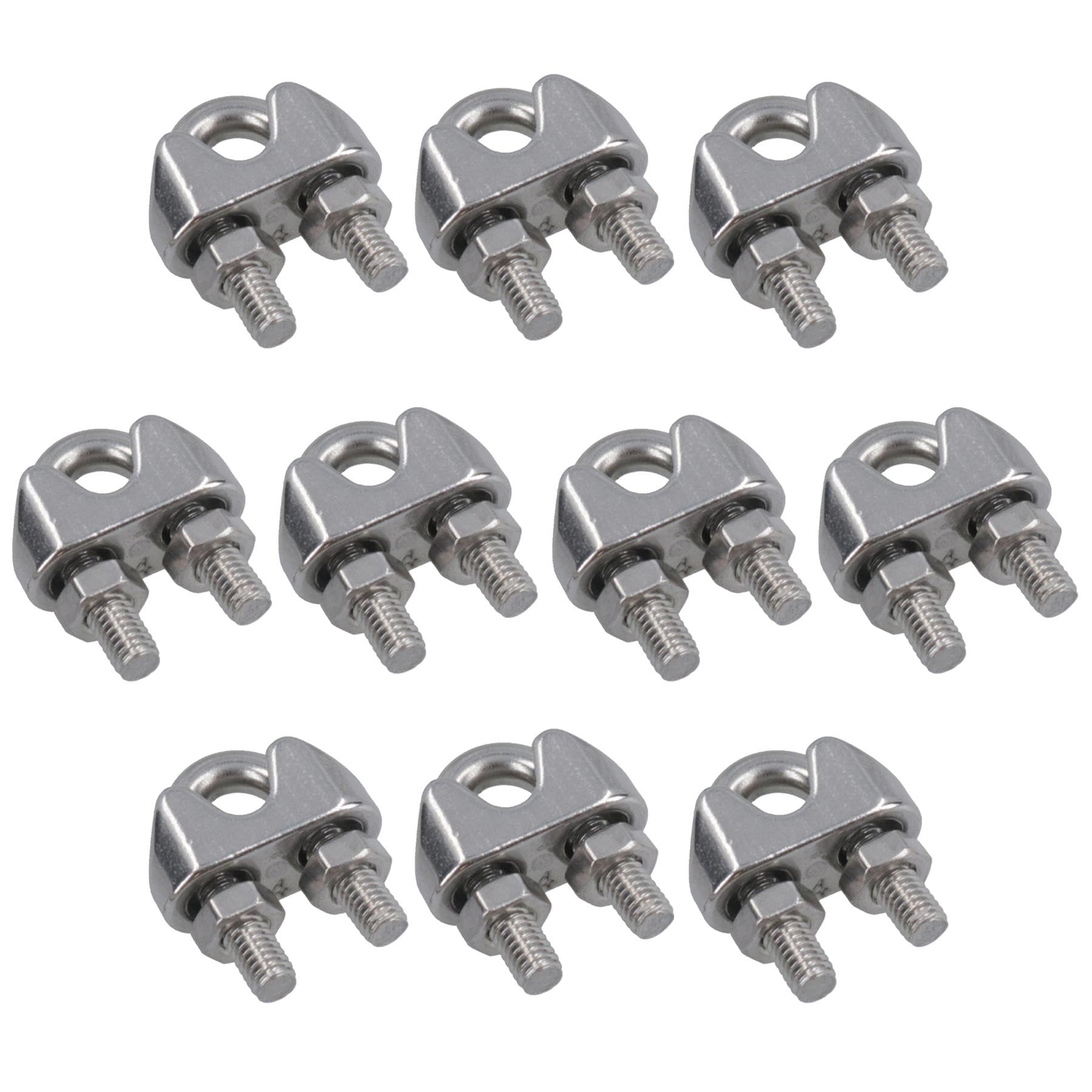 AB Tools 4mm Wire Rope/Cable Grip/Clamp Stainless Steel 316 Marine Grade 10 Pack