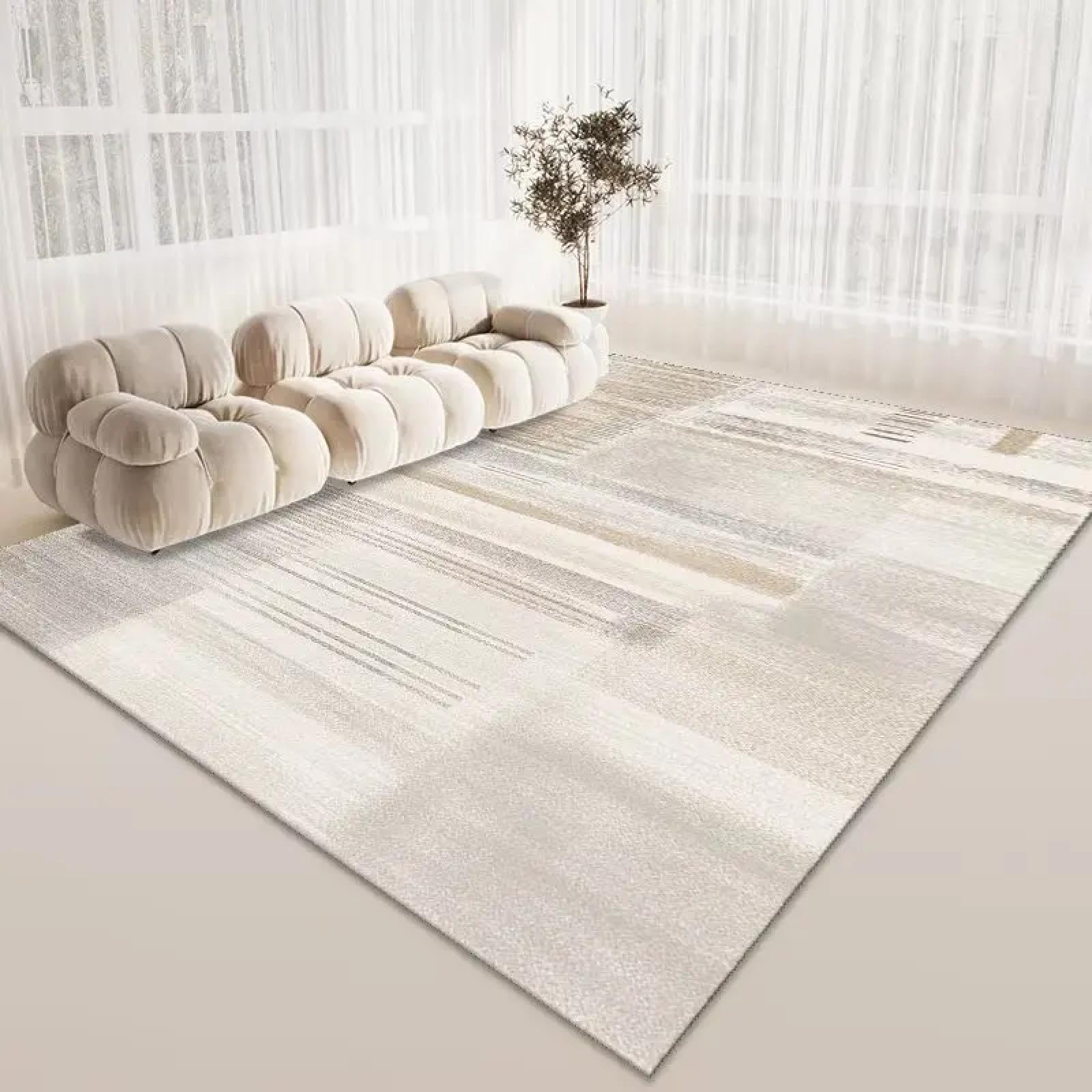 Tapis de salon non pelucheux 200x300 cm facile à nettoyer pour canapé