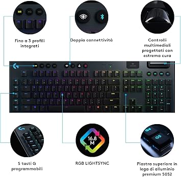 Logitech G G915 LIGHTSPEED Oyun Mekanik Kablosuz Klavye - ITA QWERTY