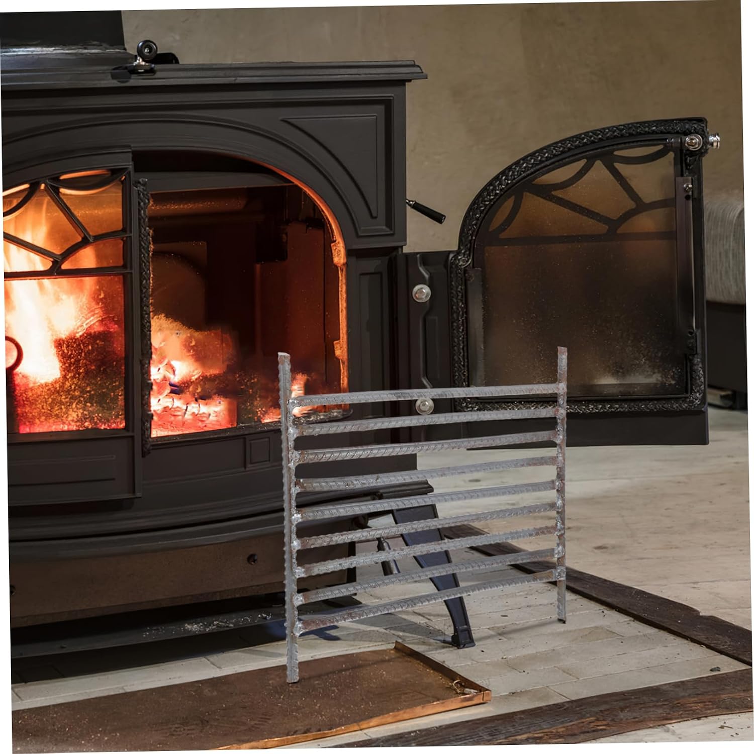 VICASKY Heavy Duty Fire Grate for Stove Heat Resistant Steel Bar Grill Rack for Barbecue Consistent Cooking Even Heat Distribution Durable Fire Pit Grill