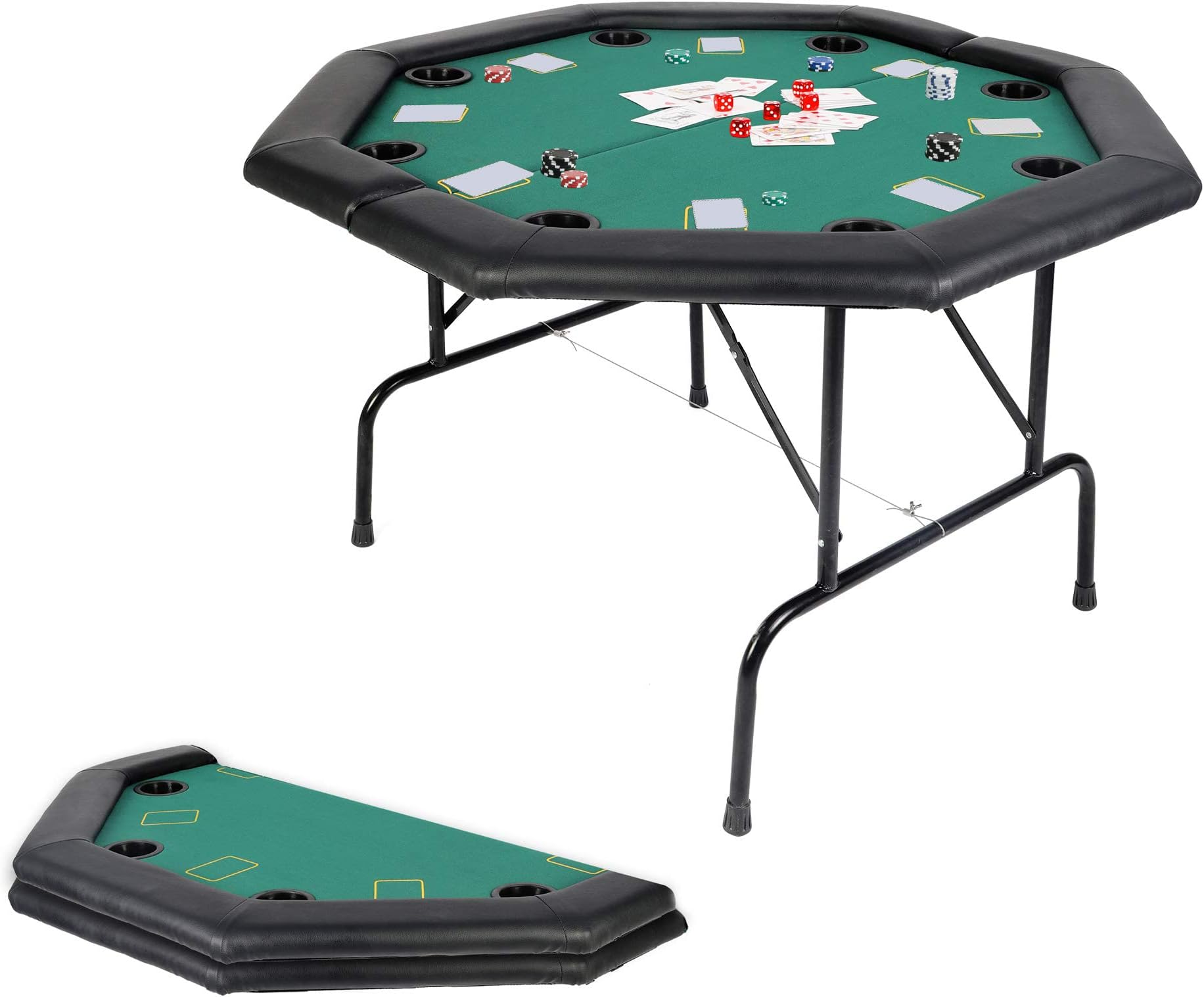 48โ Texas Holdem Poker Table for 8 Player Casino Style Folding Card Games Gambling Table Lightweight Portable