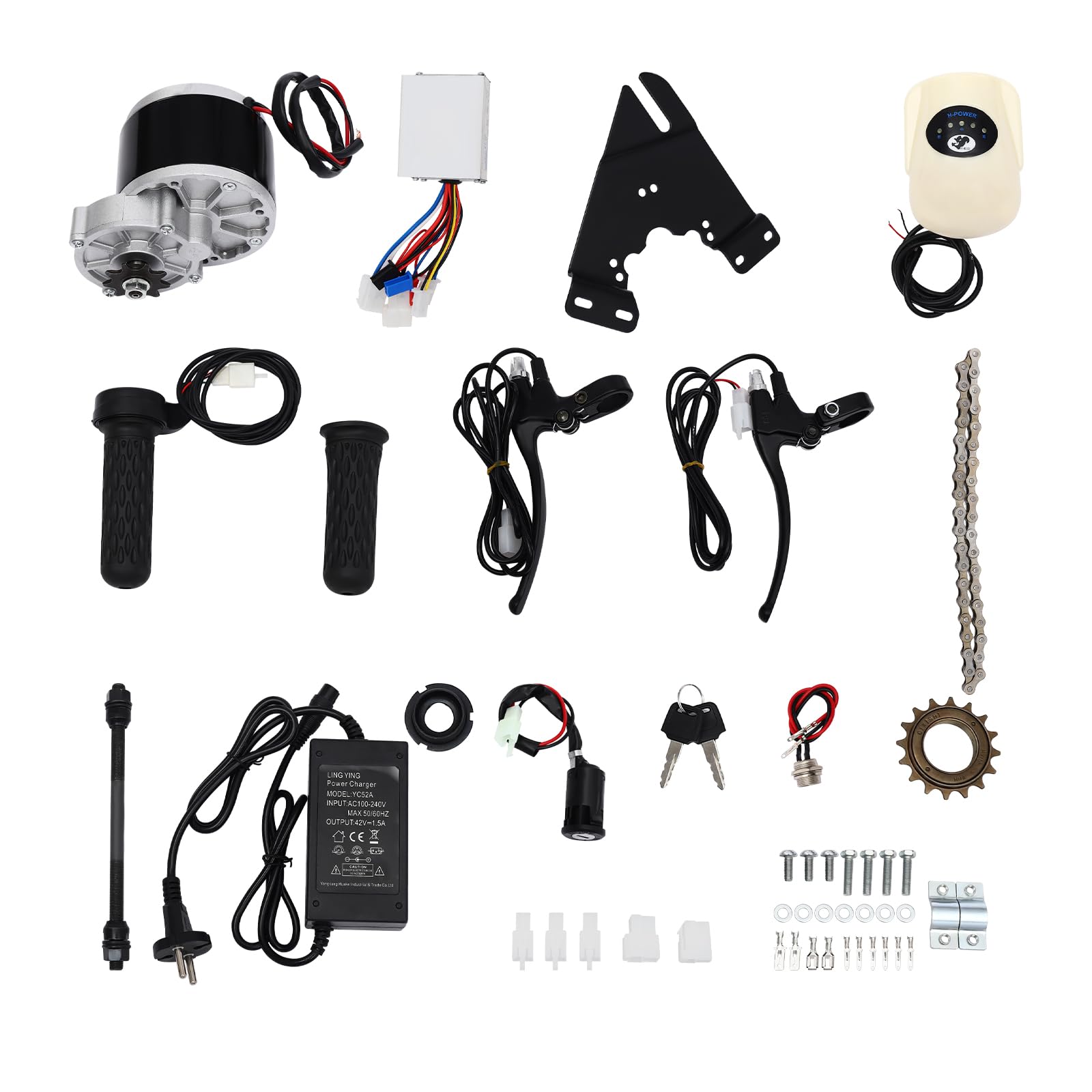 Kit de conversión eléctrica de 24 V 250 W, 330 rpm, motor de bicicleta eléctrica, kit de conversión de motor de bicicleta, kit de motor de cepillo, juego de motor de cobre para la mayoría de