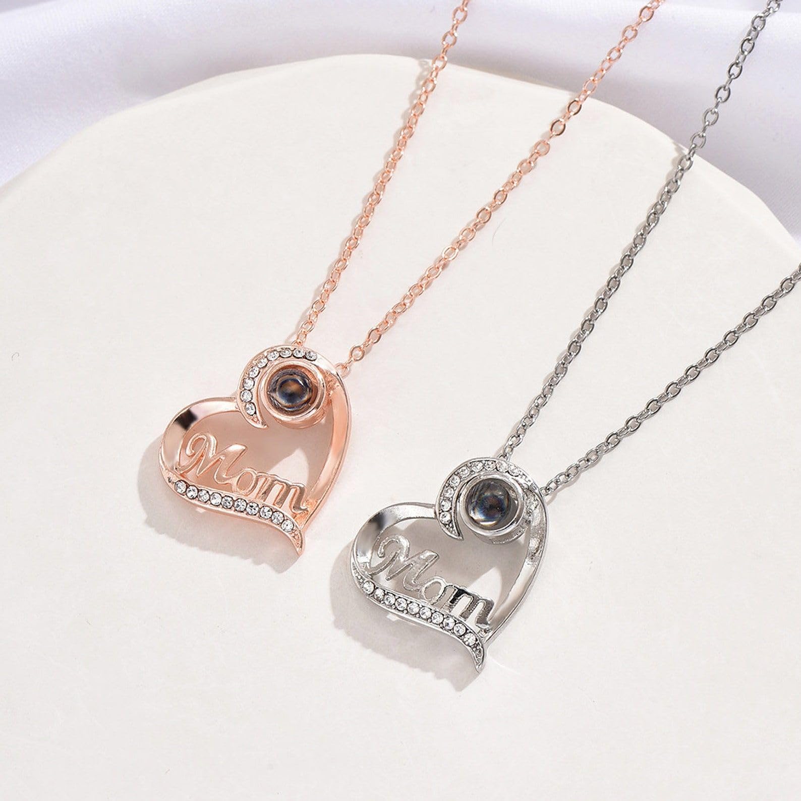 Ciondolo commemorativo della collana della foto del cuore della mamma argento sterling 925 personalizzato della collana della foto per il giorno di San Valentino fatto a mano