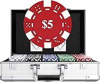 Vista 15 de Texas Hold'em Juego de fichas de póquer de 200 piezas con estuche de transporte de aluminio y chips de peso profesional más 5 dados de póquer