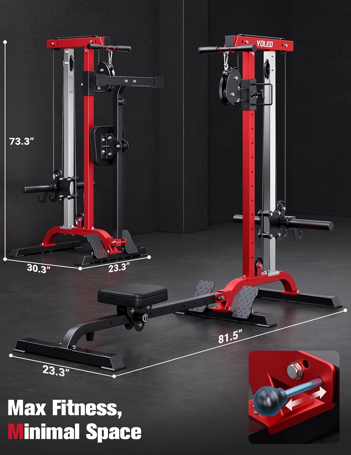 YOLEO Smooth Dual Pulley System Power Cage, 1700LBS Adjustable Cable Crossover Power Rack, Multi-Functional Squat Rack for Home Gym