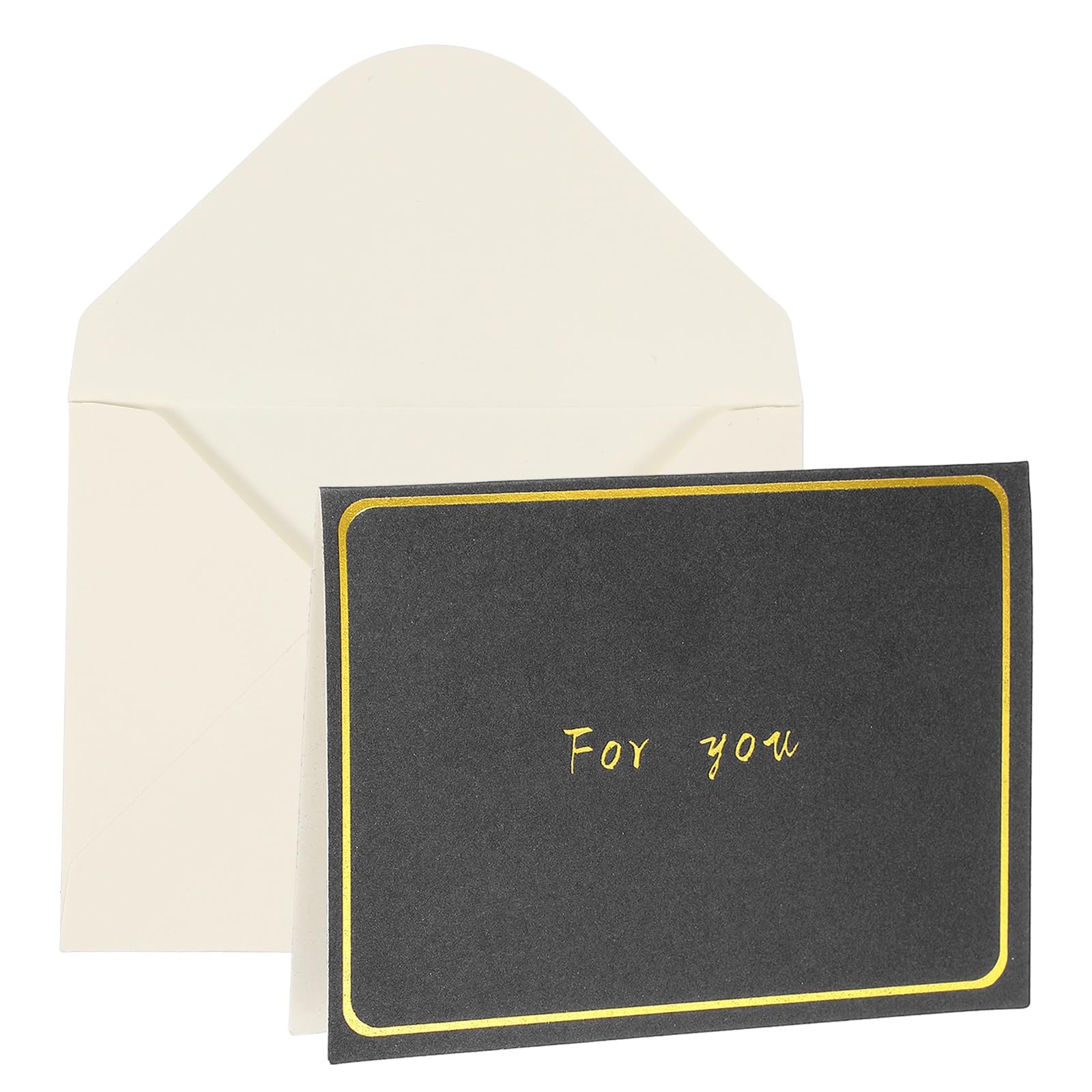 YOKIVE 3x4 For you Cards, 20 Pcs, Black, Small Greeting Card Blank Cards and Envelopes Minimalist Gold Border for Friends Business Adult Men Woman Gift Party Wedding