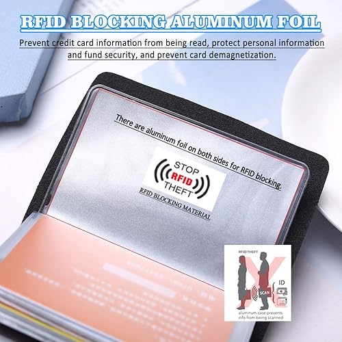 Miniatura 4 de Soporte para tarjetas de crédito RFID, estuche para tarjetas de visita con 26 ranuras para tarjetas, Rojo -, Classic