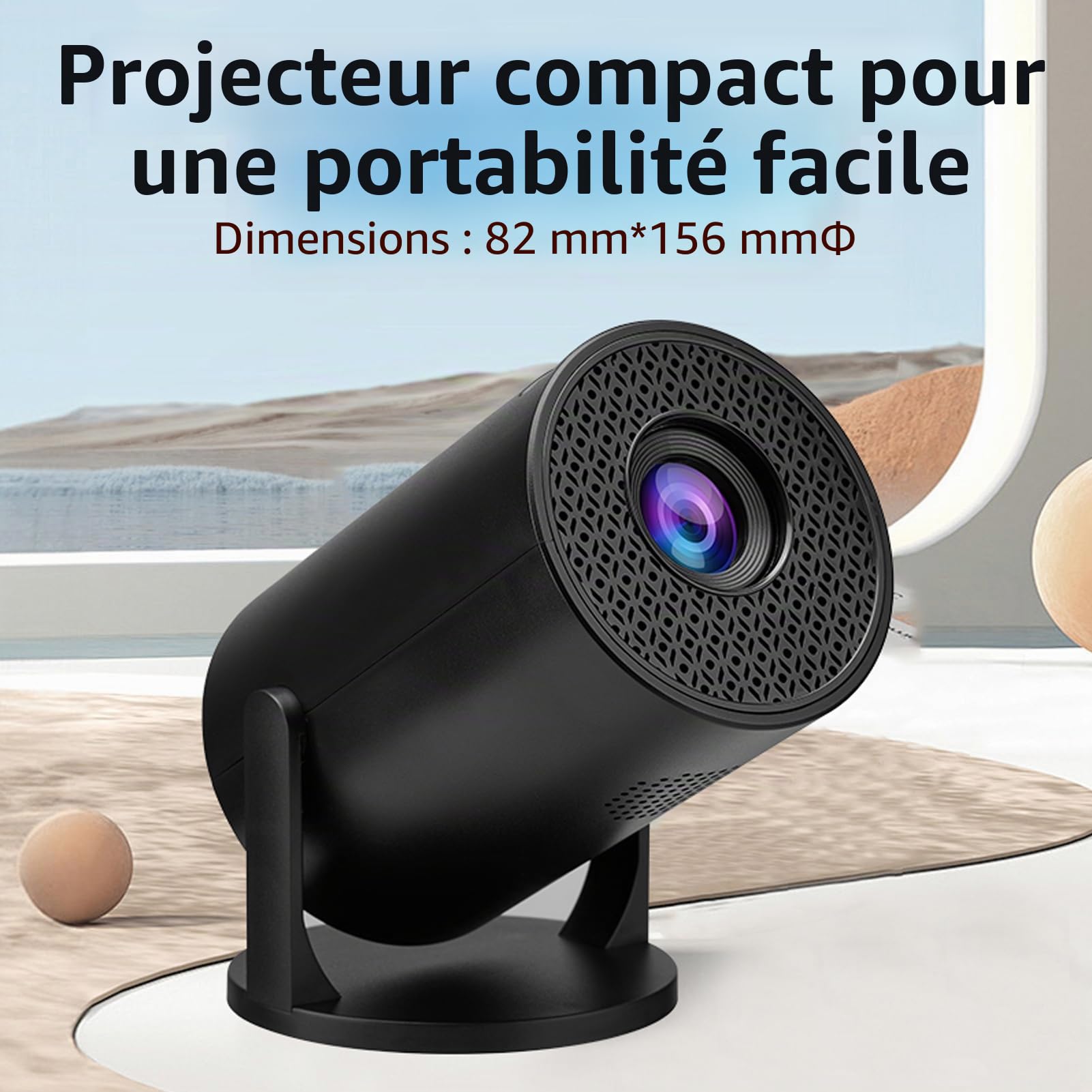 Mini Projecteur avec WiFi, Projecteur Portable 1080P, Projecteur de Cinéma Maison Réglable à 270 Degrés, Vidéoprojecteur HDMI USB TV Sticks