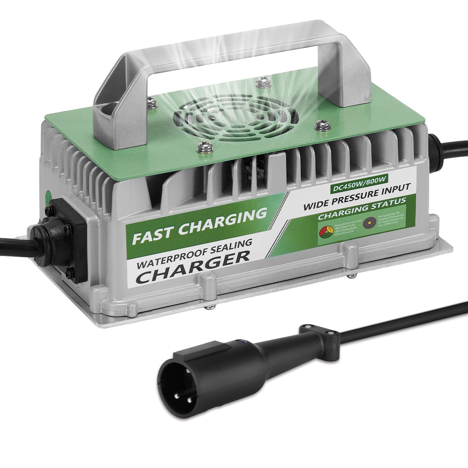 Club Car DS/Precedent Golf Cart Battery Charger, Type 3-pin Round Plug for 48V ClubCar Model, 15 Amp Smart Trickle Charger