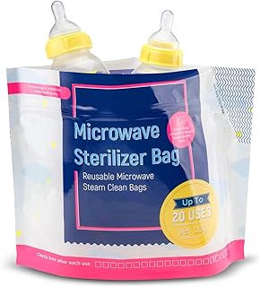 Impresa 15 Pack Microwave Baby Bottle Sterilizer Bags - 300 Uses Per Pack - Travel Baby Bottle Cleaner Microwave Sterilizer Bag - Breast Feeding Travel Accessories