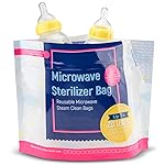 Impresa Microwave Baby Bottle Steam Bags - Reusable Up to 20 Uses & Baby Travel Essential - Multipurpose Steam Bag for Breast Pump Parts & Bottle Cleaning in Microwave - Pack of 1, 15 Count
